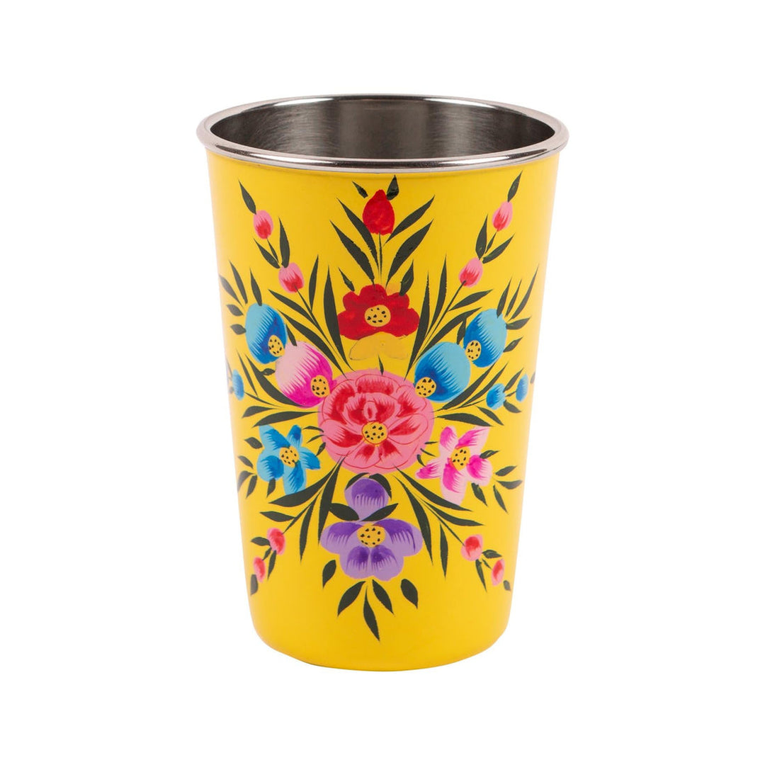 Floral Stainless Steel Beaker - Yellow