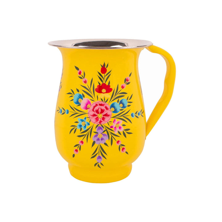 Floral Stainless Steel Jug - Yellow