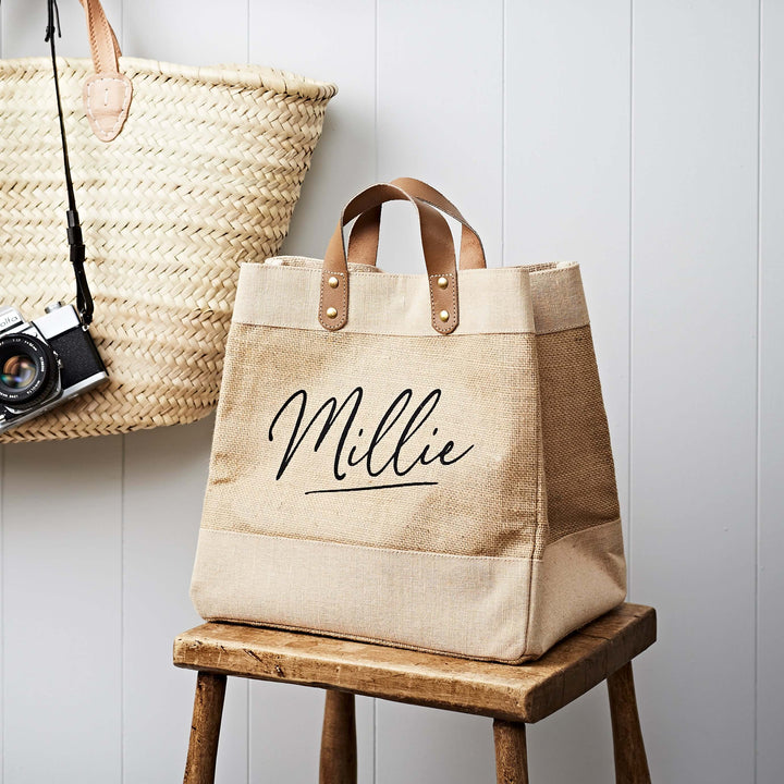 Personalised Name Studio Tote - Natural Jute