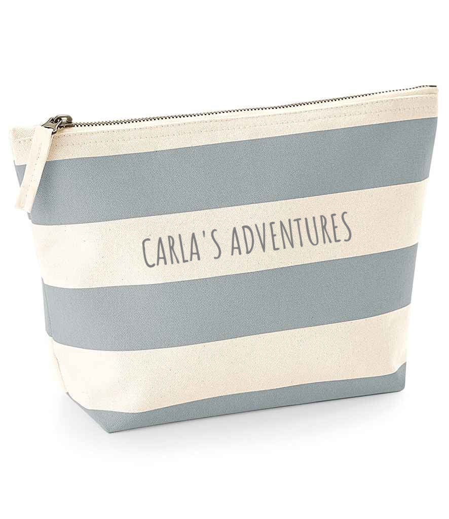 Personalised stripey pouch - grey