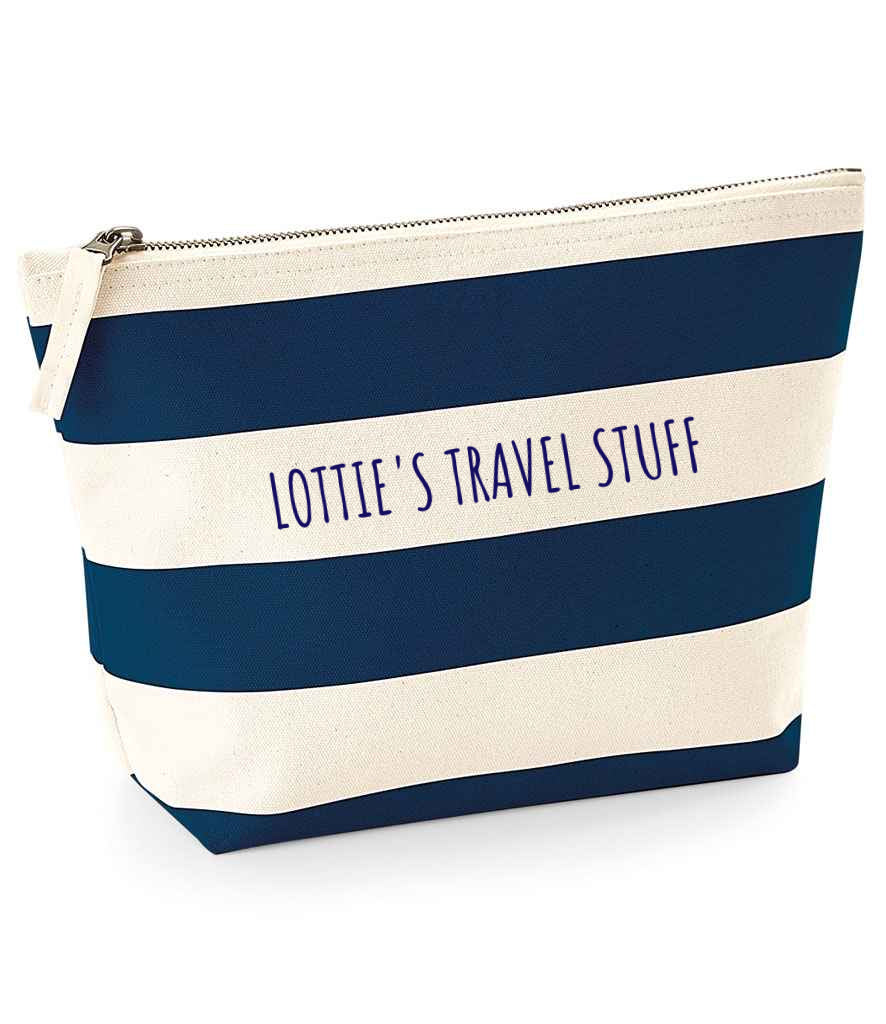 Personalised stripey pouch - navy
