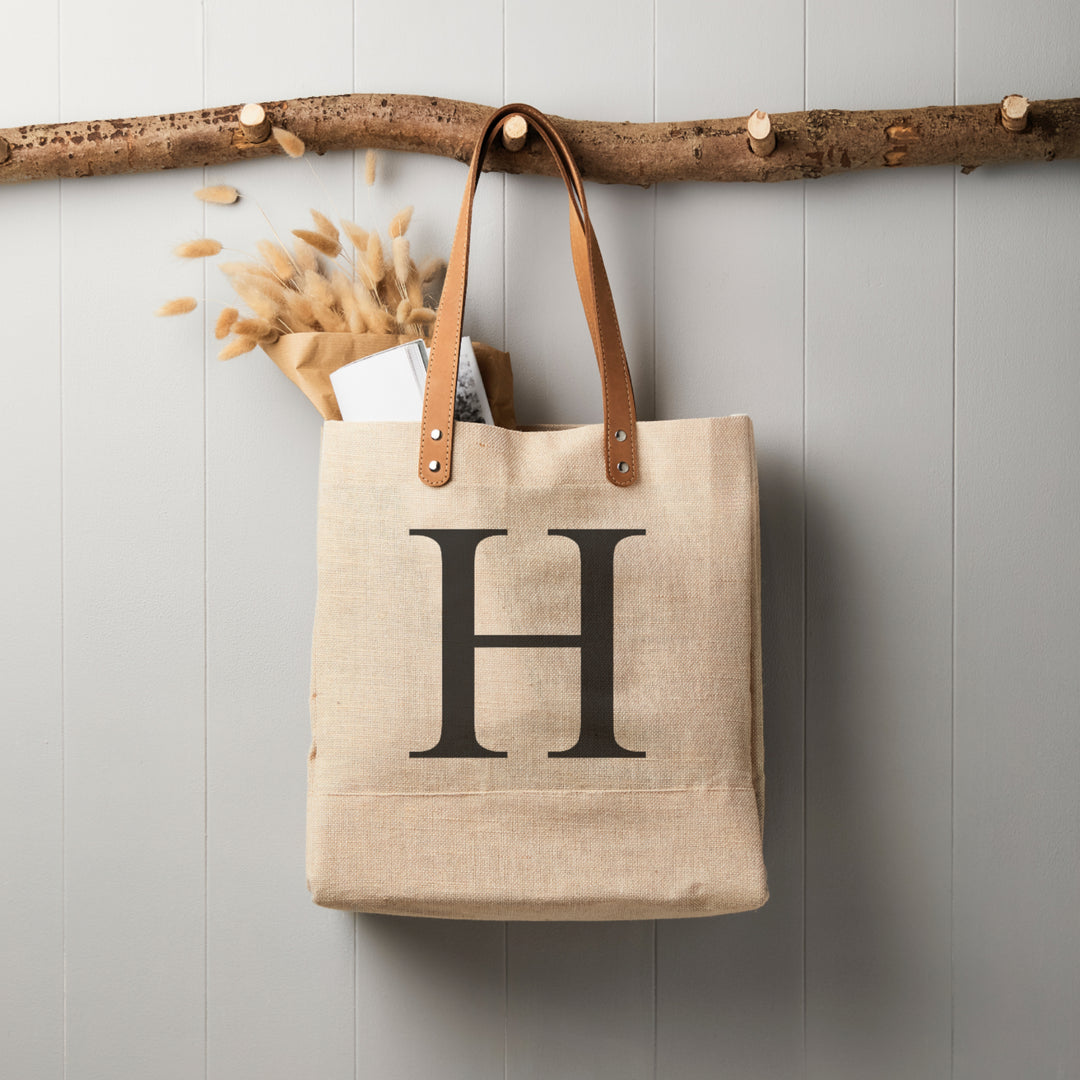 Letter leather handled shopper bag