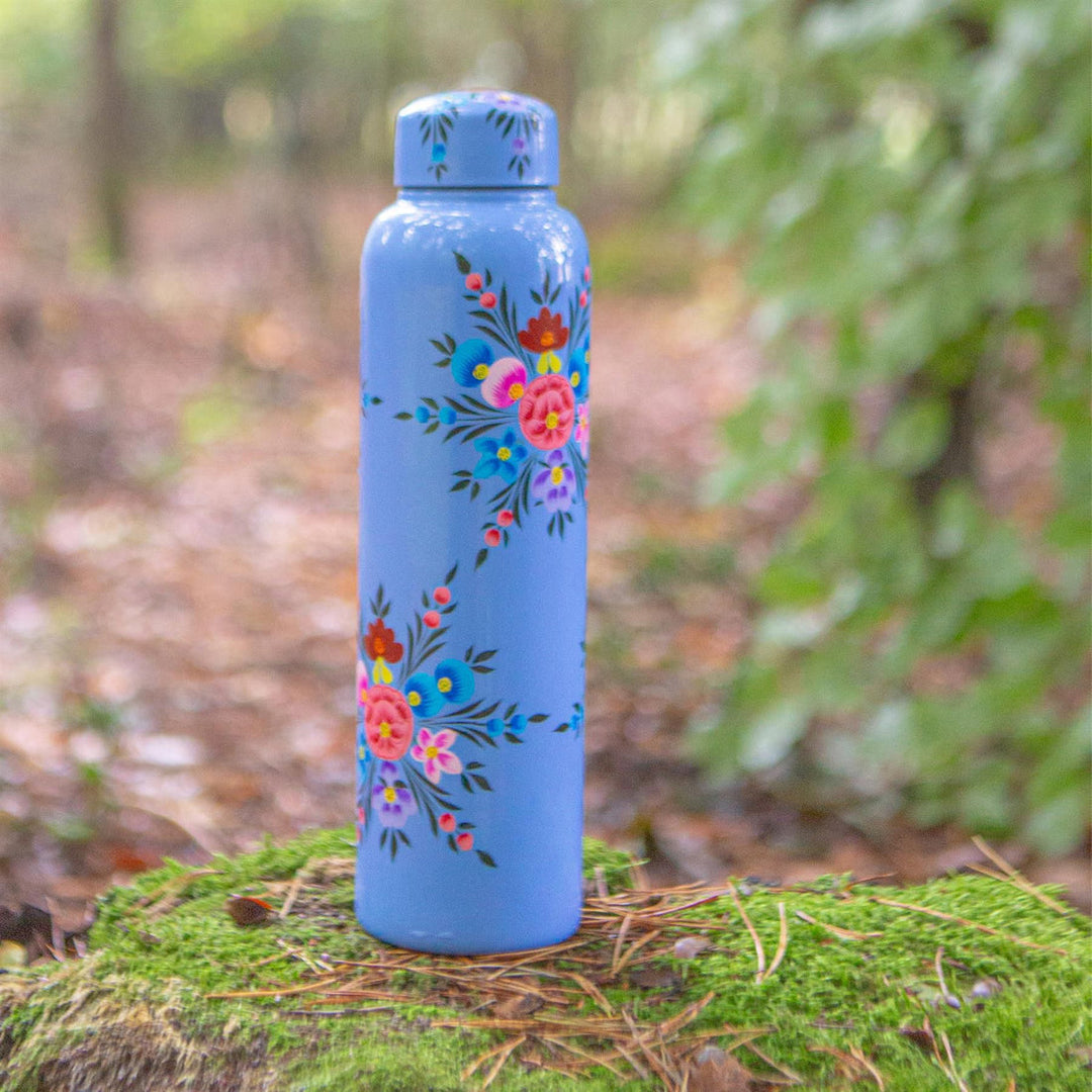 Floral Drinks Bottle - Blue