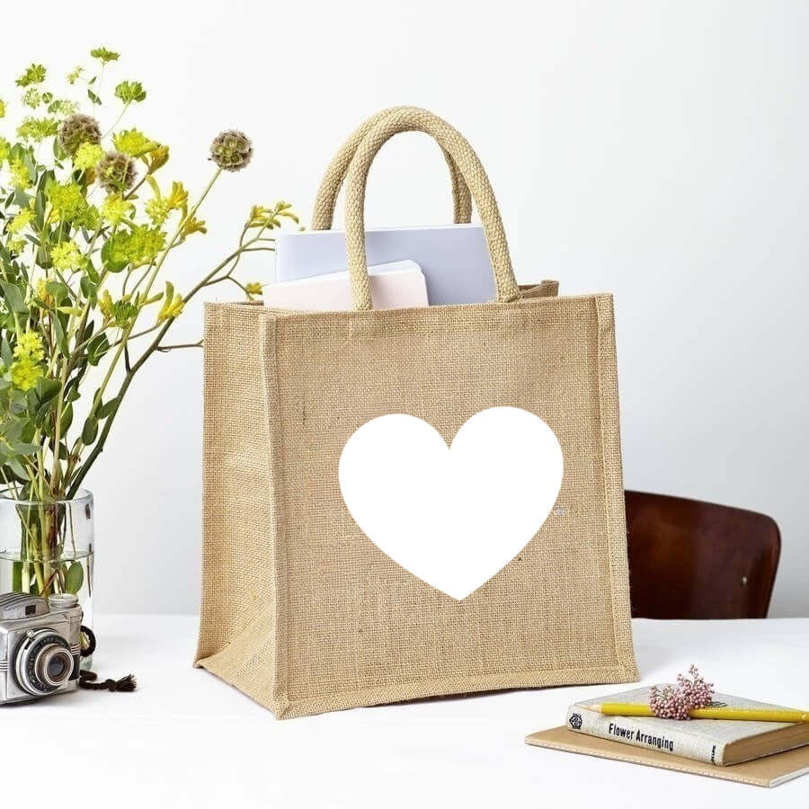 Heart Square Bag - Natural Jute