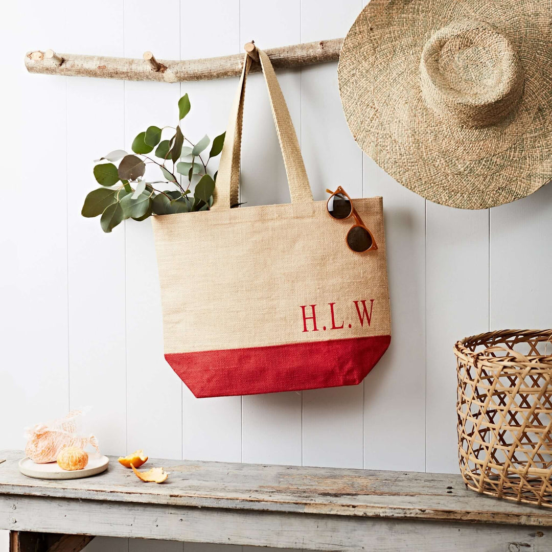 Monogram Jute Bag With Red Base