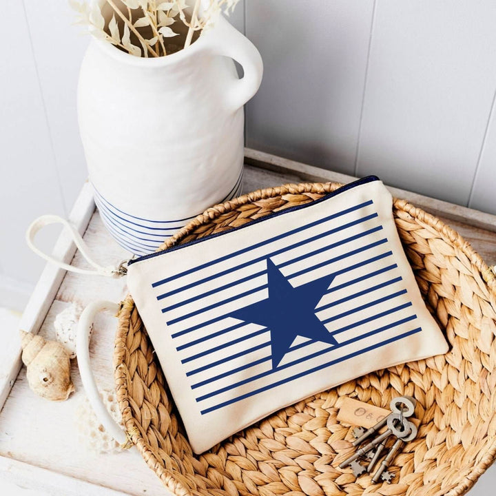 Navy Star and Stripe Canvas Pouch - Tillyanna