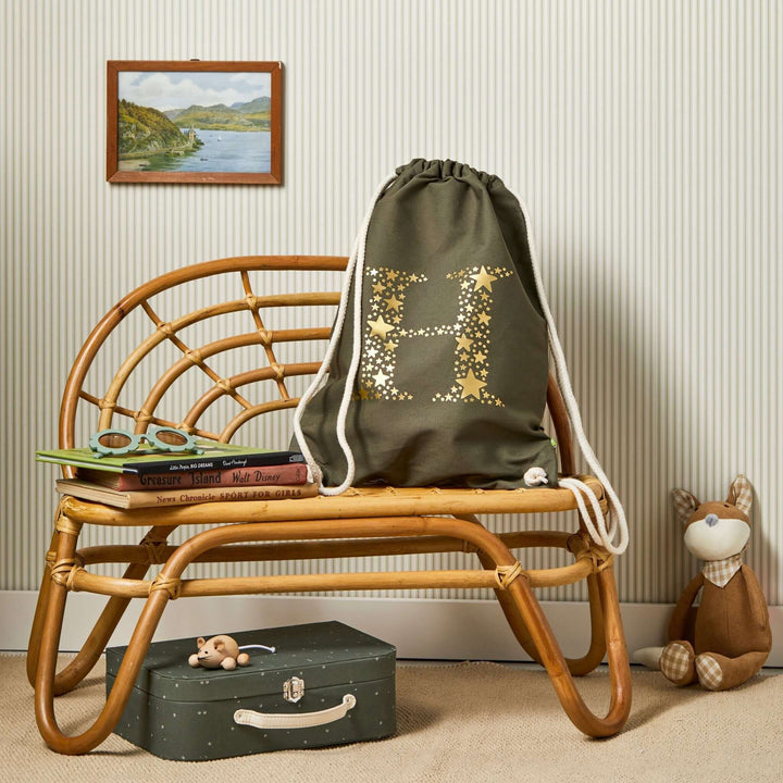 Star Letter Gym Bag - Moss Green - Tillyanna