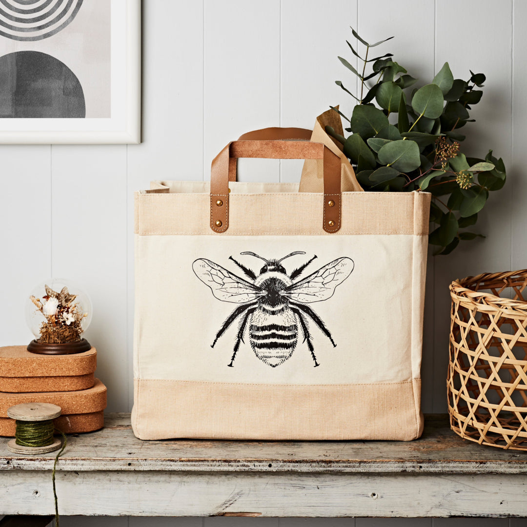 Bee Canvas Leather Handled Tote
