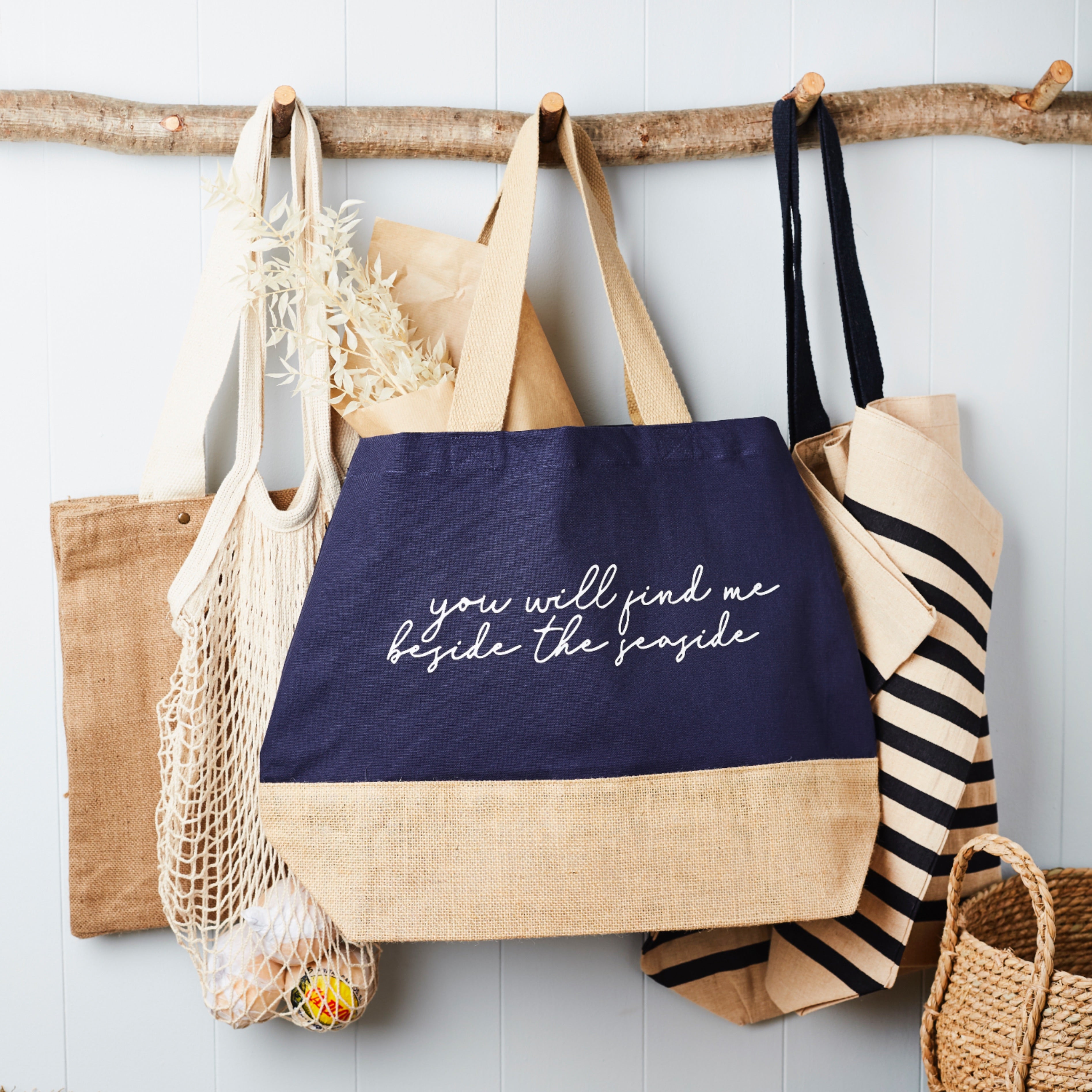 Navy Canvas Beach Bag Find Me Besides The Seaside Tillyanna