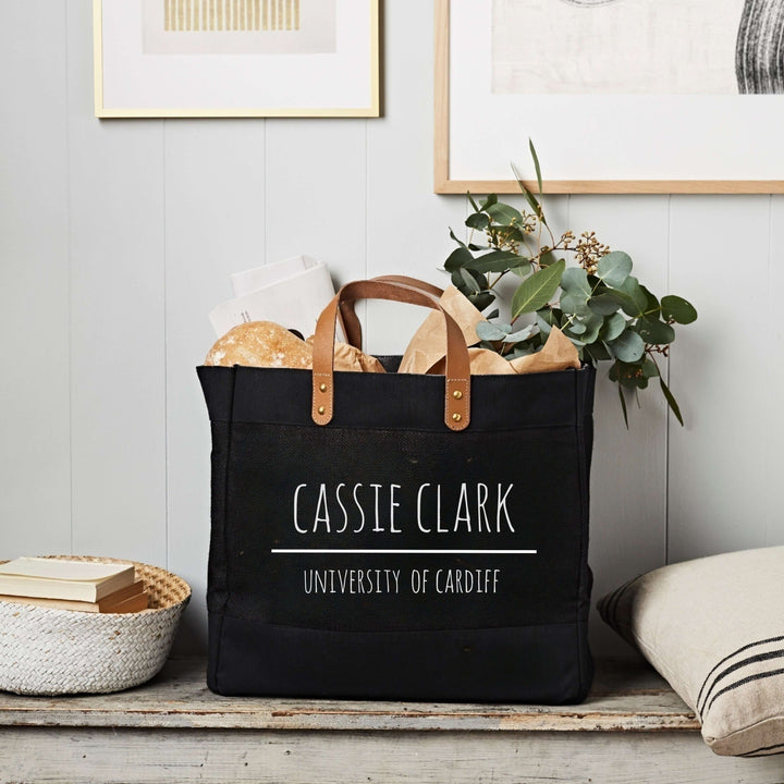 University Market Tote - Black Jute