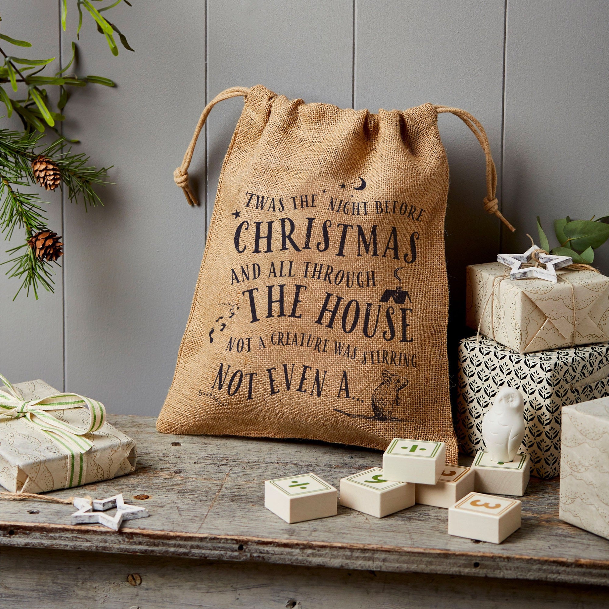 Personalised Christmas Hessian Sack Small Night Before Christmas