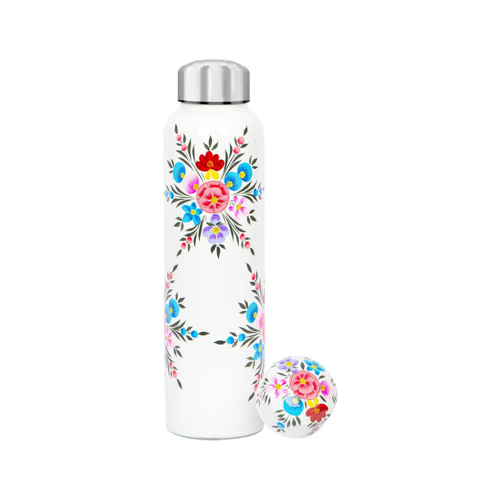 Floral Drinks Bottle - White