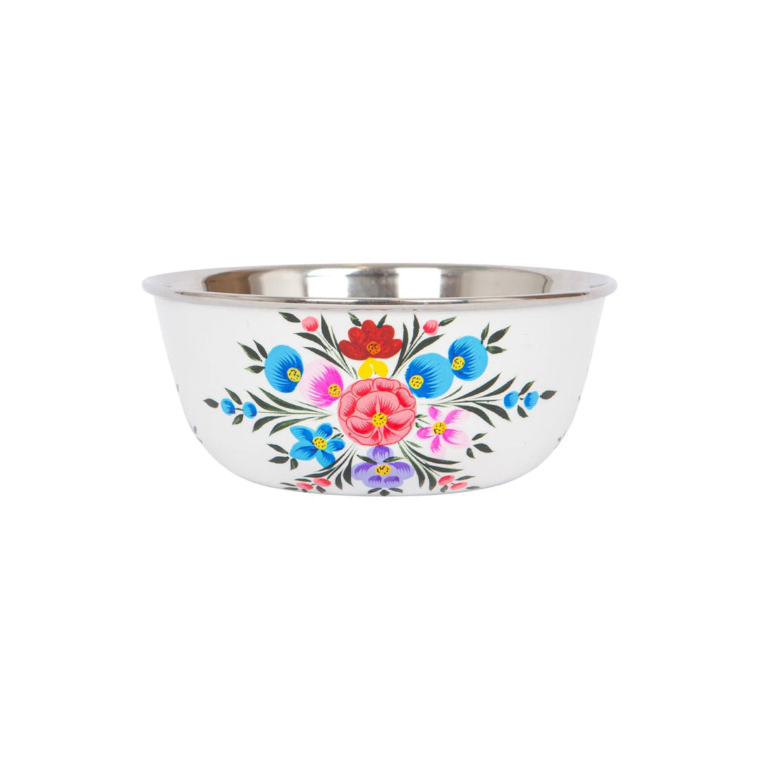 Floral Stainless Steel - White