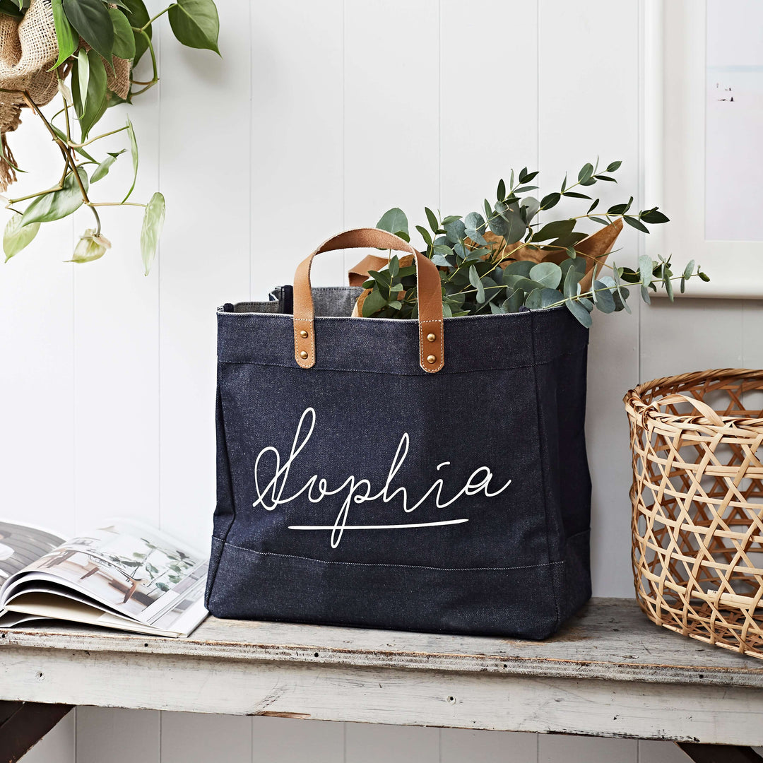 'Alice' Market Tote Denim White - Main Image