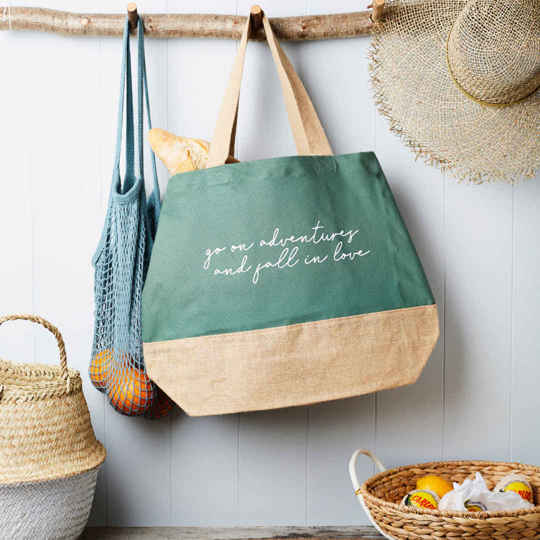Go On Adventures and fall in love beach bag