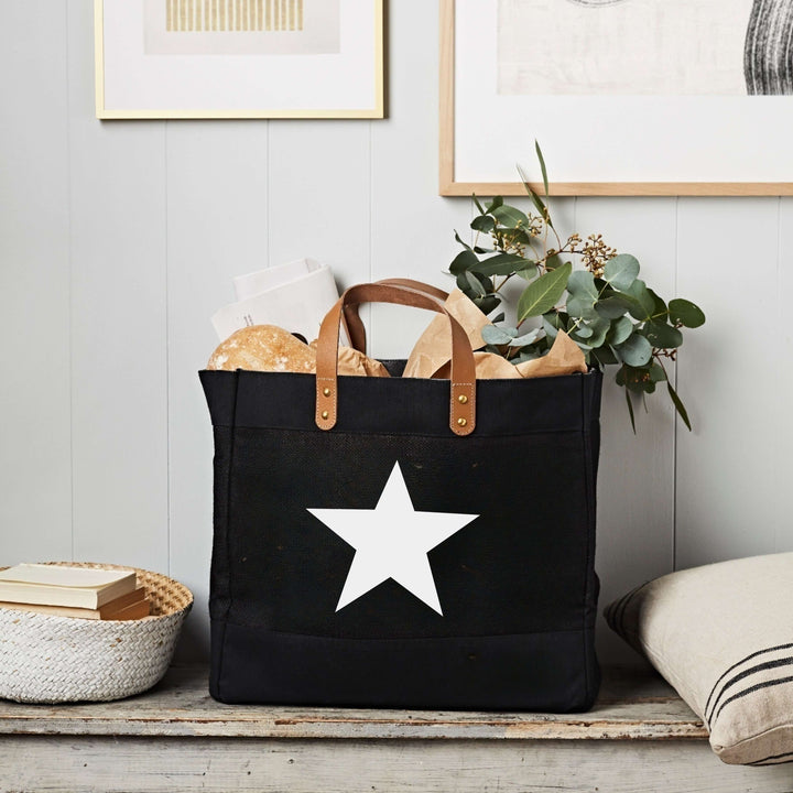 Star Market Tote - Black Jute