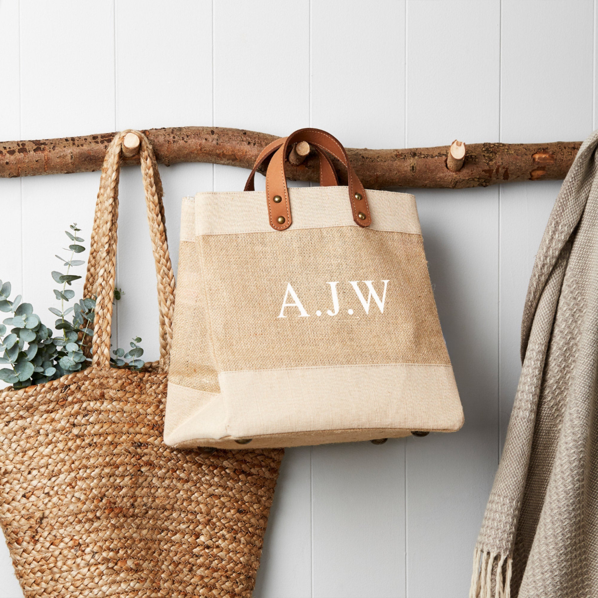 Monogrammed jute tote discount bags