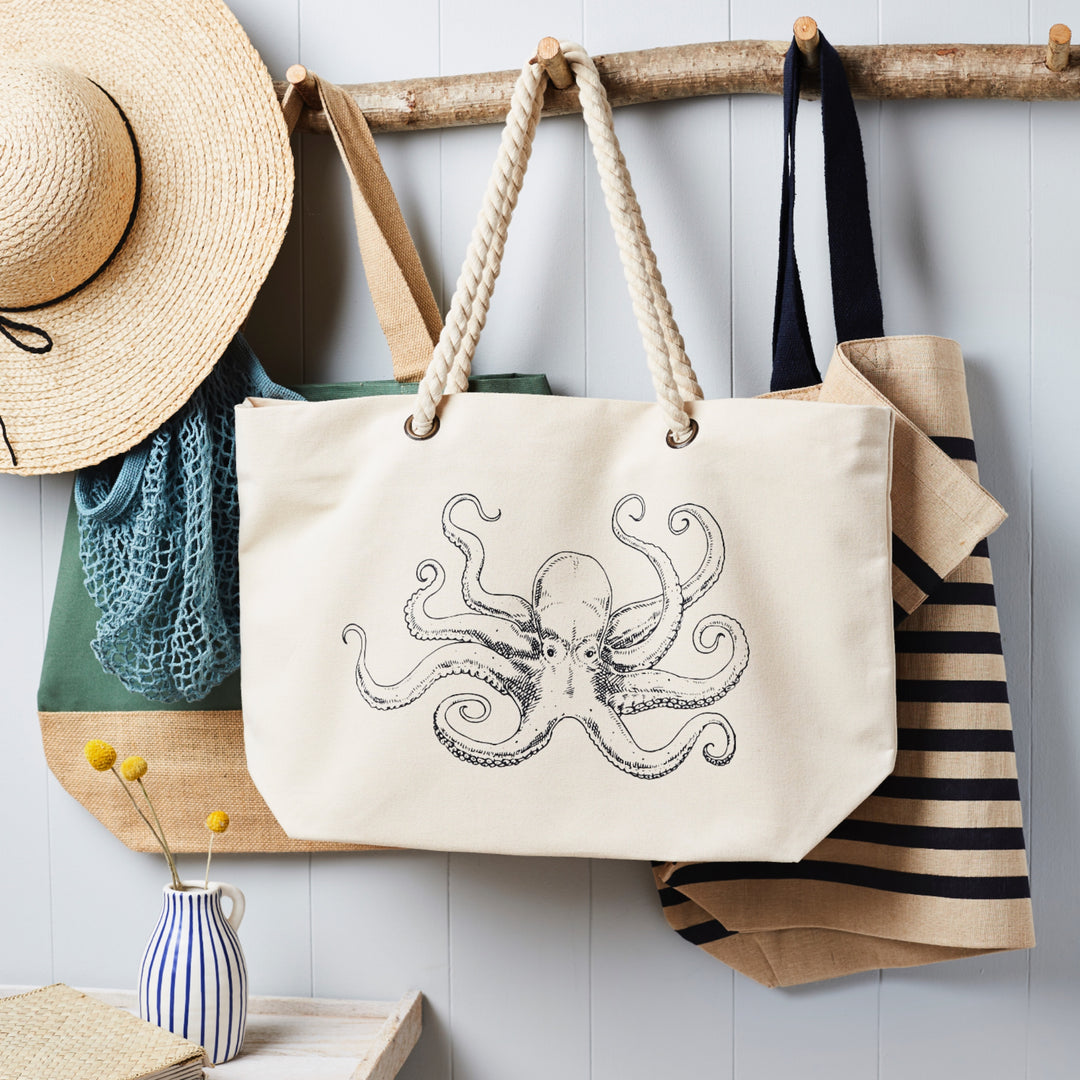 Canvas Beach Bag Octopus