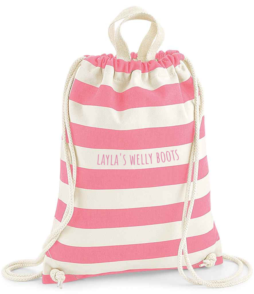 Personalised stripey gym bag - pink