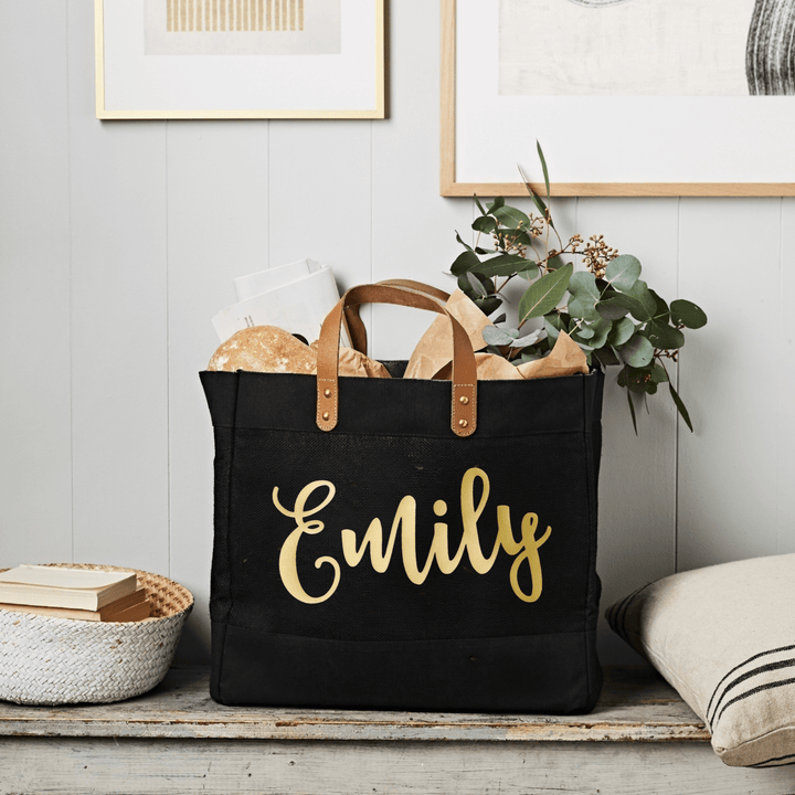 Personalised Market Tote - Black Jute