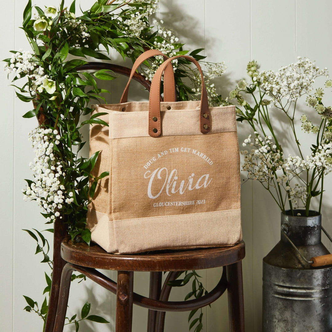 Personalised Wedding Jute Tote Bag