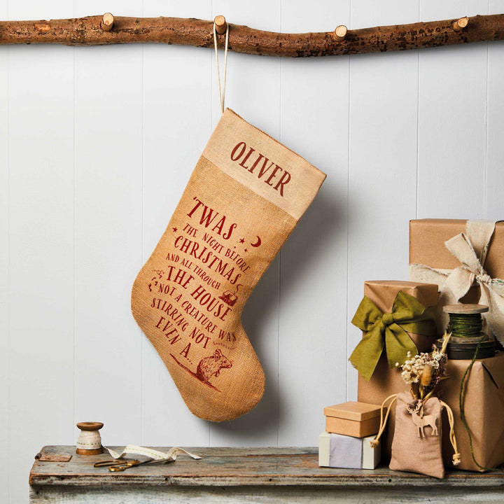 Personalised Jute Christmas Stocking - Night Before Christmas