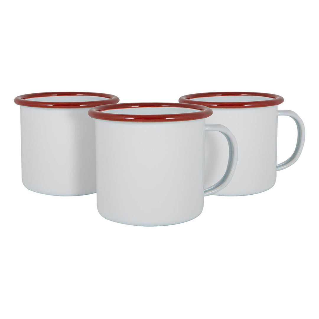 Set of 6 enamel mugs - red