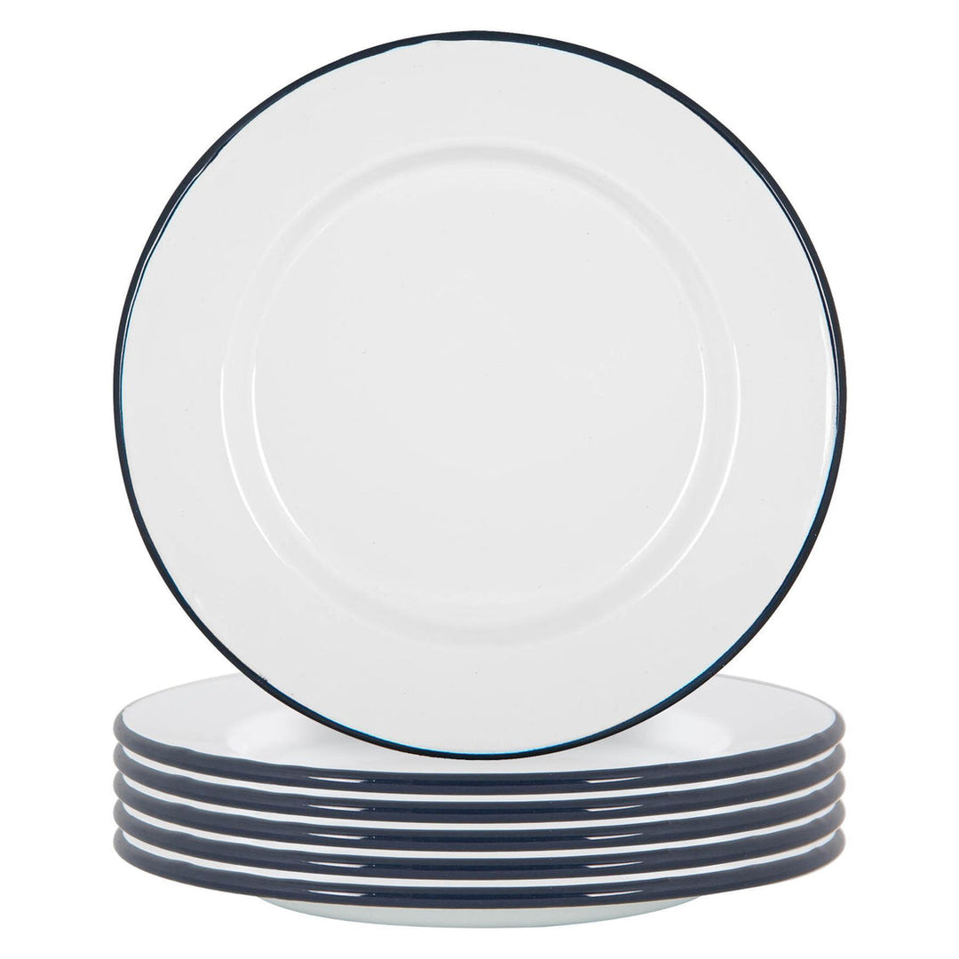 Set of 6 enamel dinner plates - navy