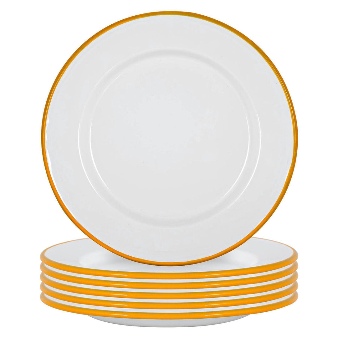 Set of 6 enamel dinner plates - yellow