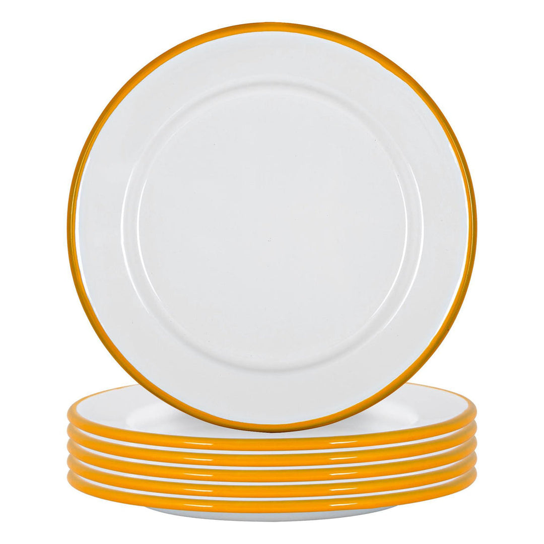 Set of 6 enamel side plates - yellow
