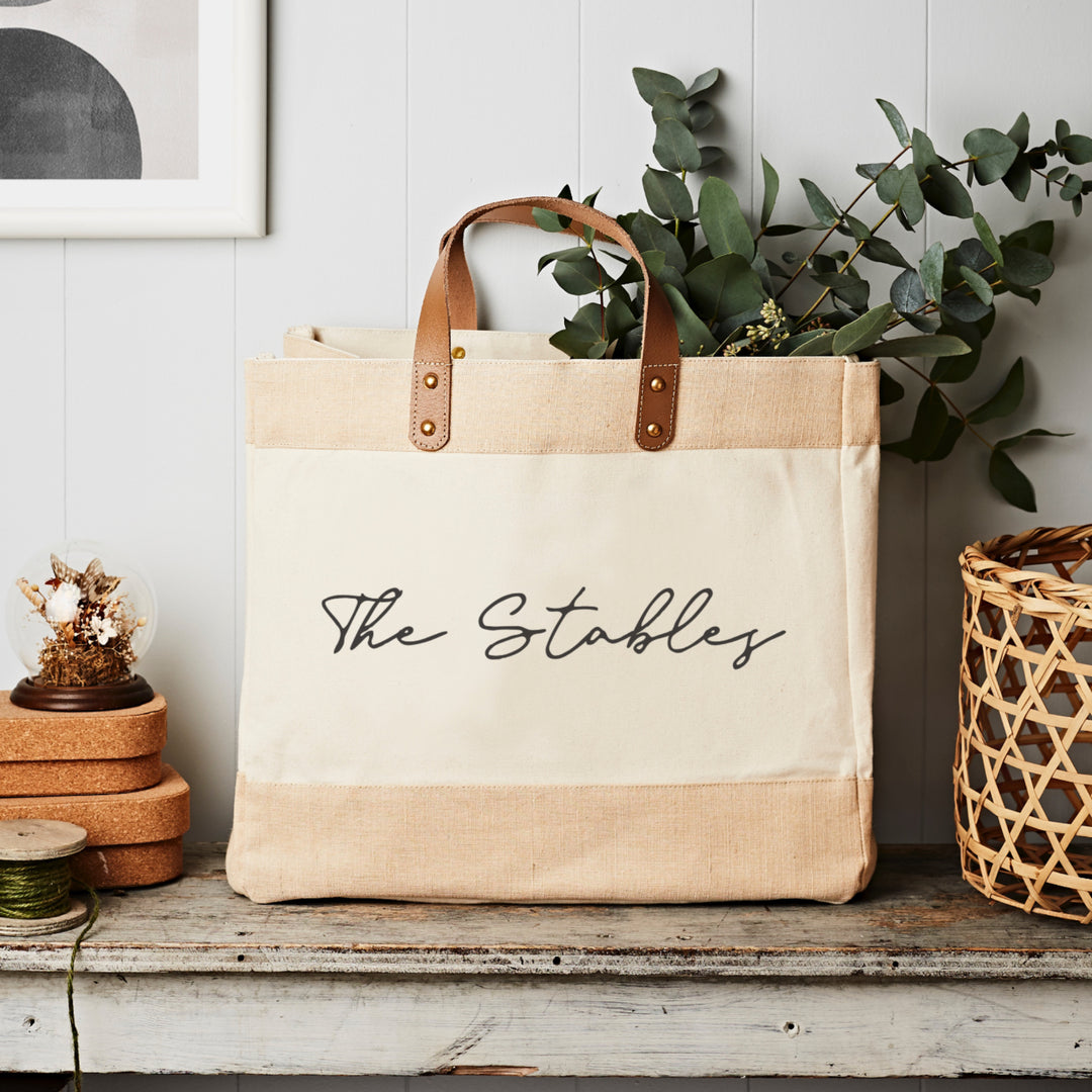 Personalised Leather Handled Canvas Tote