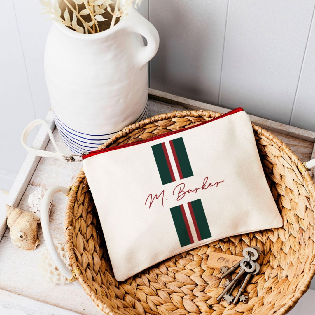 Personalised Signature Stripe Canvas Pouch
