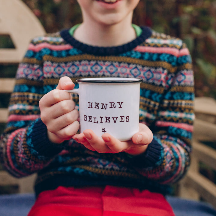 Personalised Believe Christmas Ceramic Mug