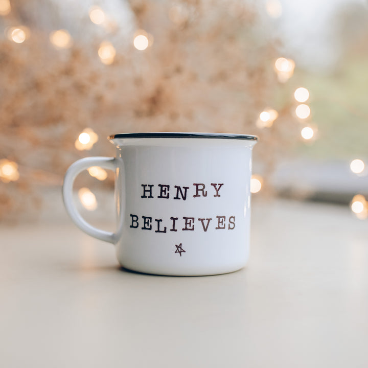 Personalised Believe Christmas Ceramic Mug