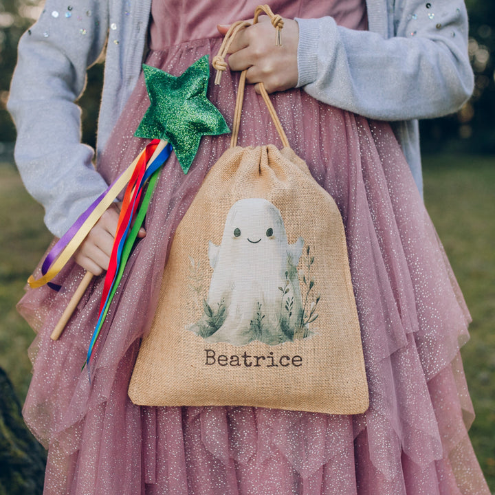 Personalised Halloween  GhostHessian Sack