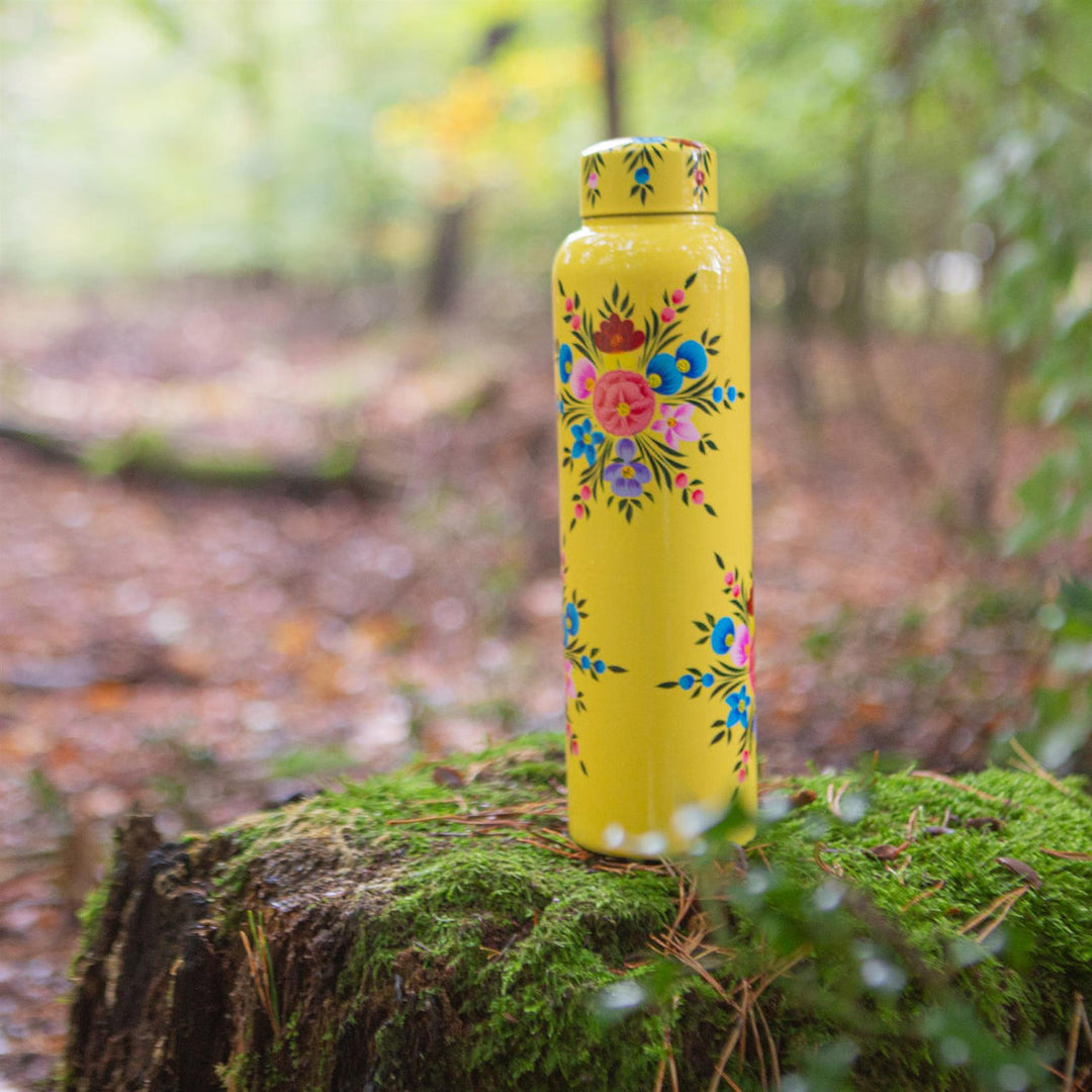 Floral Drinks Bottle - Yellow