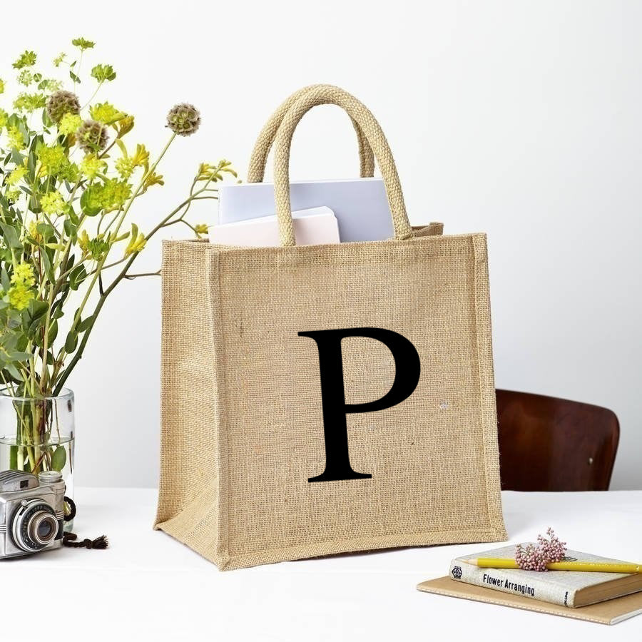 Letter Square Bag - Natural Jute