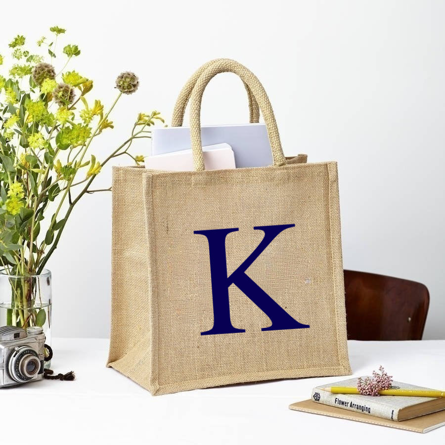 Letter Square Bag - Natural Jute