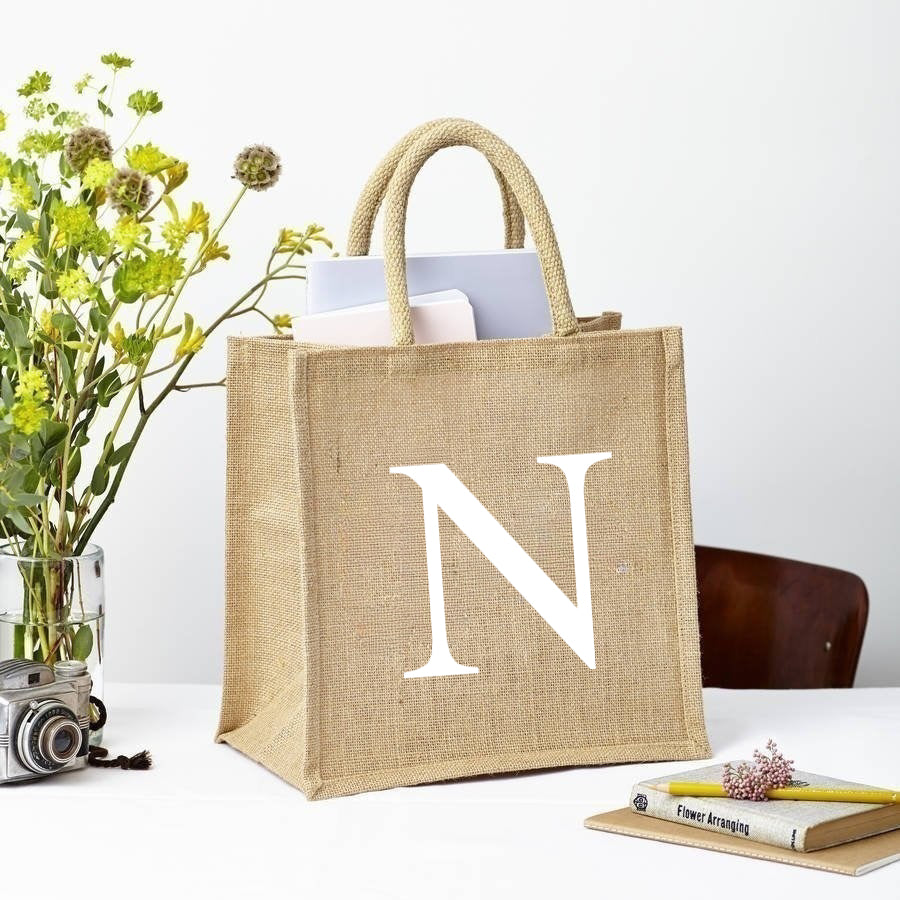 Letter Square Bag - Natural Jute