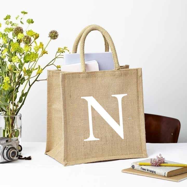 Letter Square Bag - Natural Jute