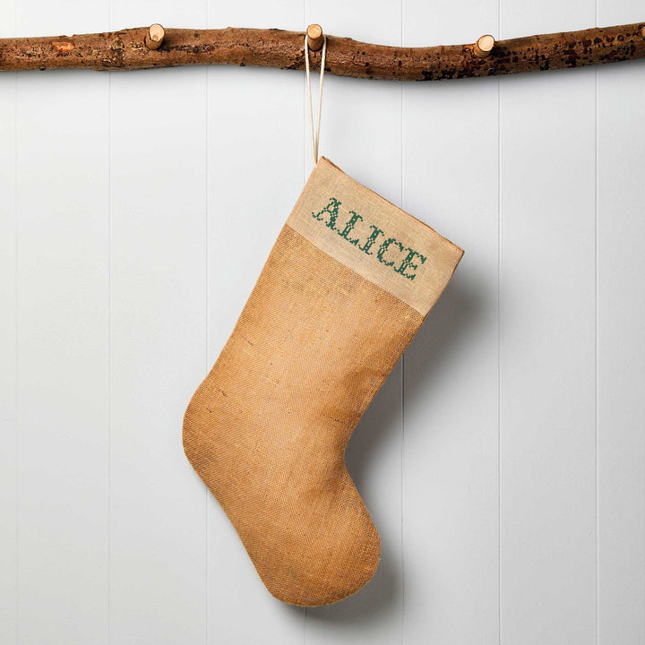 Personalised Jute Christmas Stocking - Embroidery