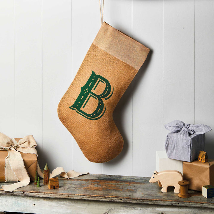 Personalised Jute Christmas Stocking - Letter