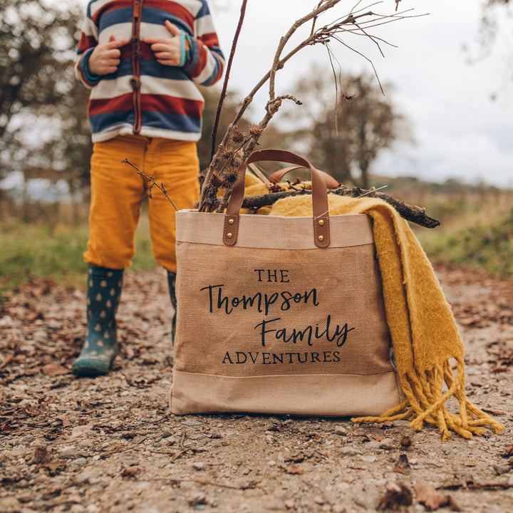 Family Adventures Market Tote - Natural Jute - Tillyanna