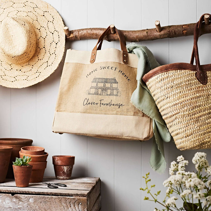 Home Sweet Home Market Tote - Natural Jute