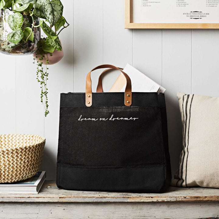 Message Market Tote - Black Jute - Tillyanna