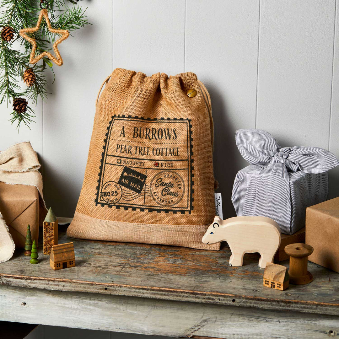 Personalised Christmas Hessian Sack - Small - Stamp - Tillyanna