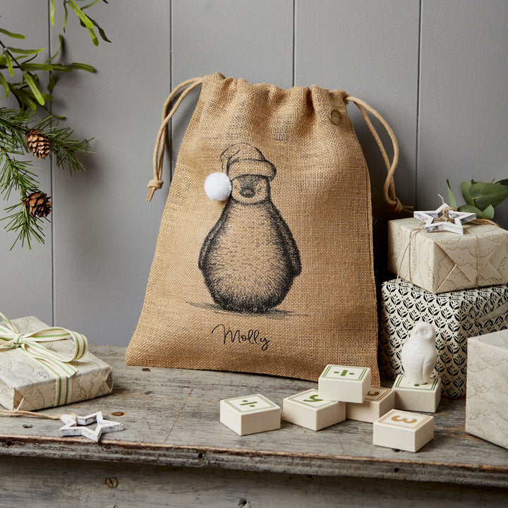 Personalised Christmas Sack - Small - Penguin - Tillyanna