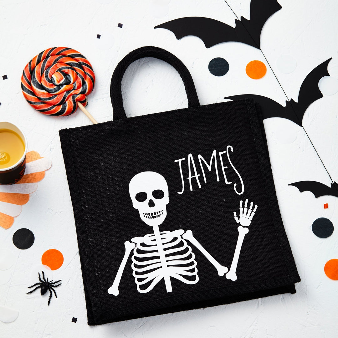Personalised Halloween Jute Bag - Skeleton - Tillyanna