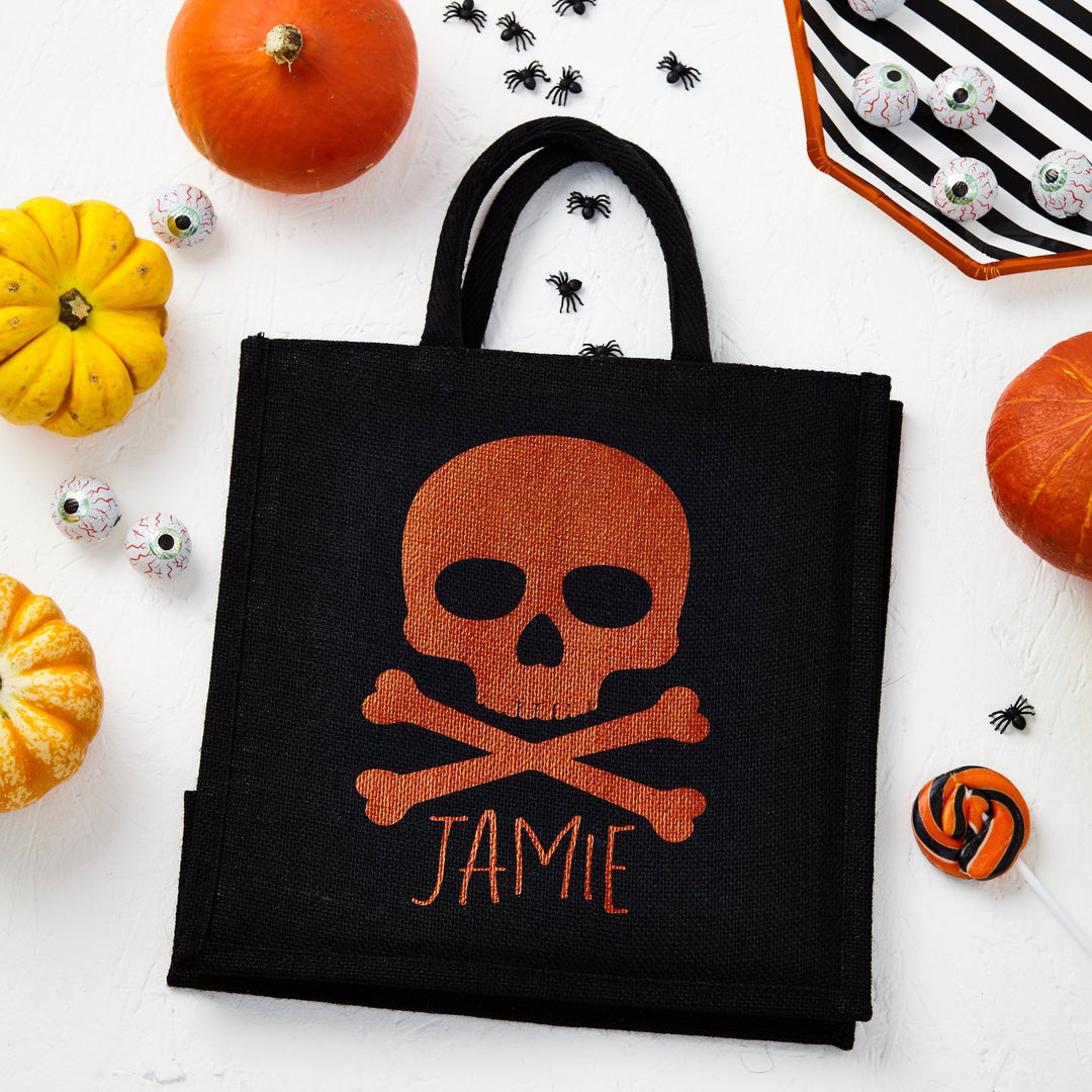 Personalised Halloween Jute Bag - Skull - Tillyanna