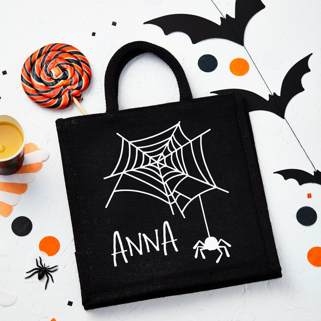 Personalised Halloween Jute Bag - Spider - Tillyanna